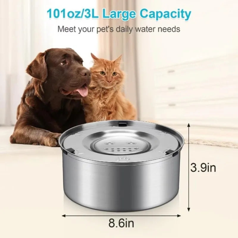 1L 3L Stainless Steel Dog Floating Bowl, No Spill Anti-Splash Dog Water Dispenser, Non-Slip Dog Cat Pet Water Feeder Bowl