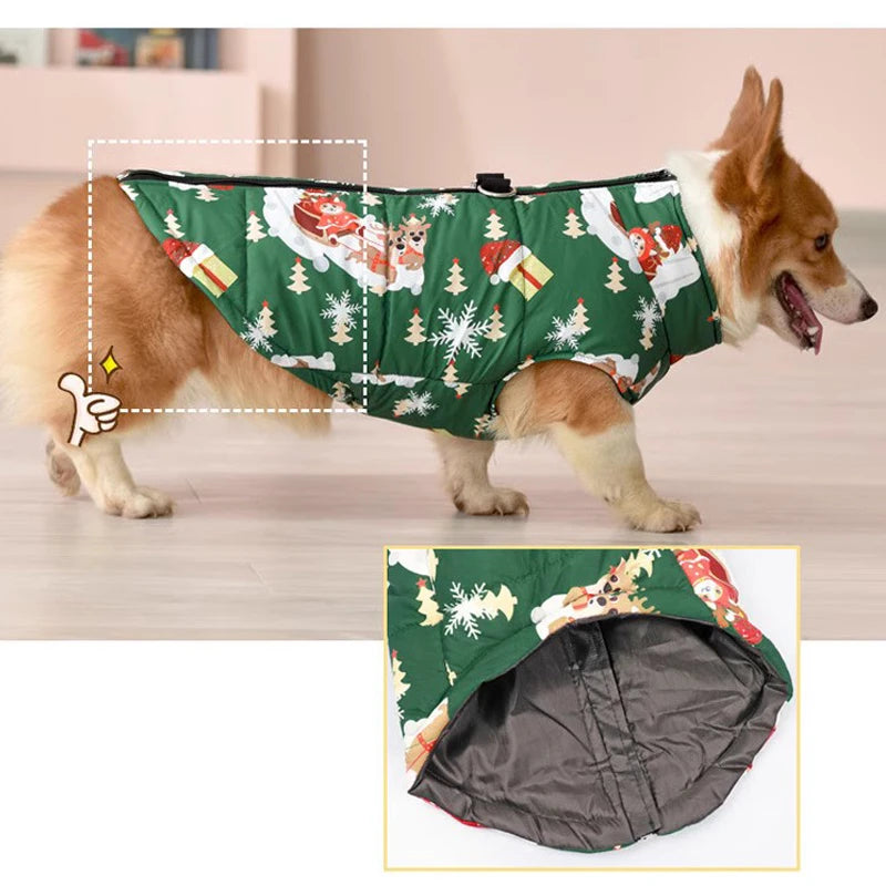 2023 Warm Dog Down Jacket Winter Thickened Dog Clothes Waterproof Dog Jacket Medium and Large Dog Clothing Welsh Corgi Clothing