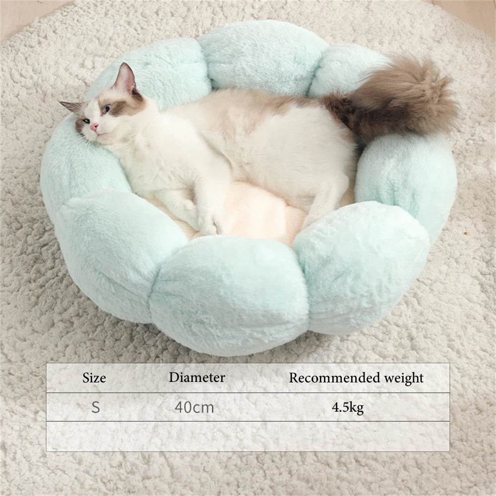 Round Long Plush Pet Beds Pets Sleeping Cave Cat Sleep Nest Sofa Pets Bed Warmth Lounger Cushion Cat House Indoor Cat Products