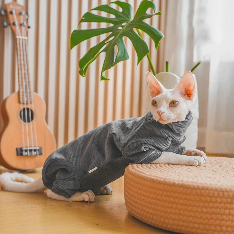 Sphinx Jumpsuit Autumn Winter Thicken Cat Sweater Hairless Cat  High Collar Sweater Kitten Winter Warm Vest Cat Clothes