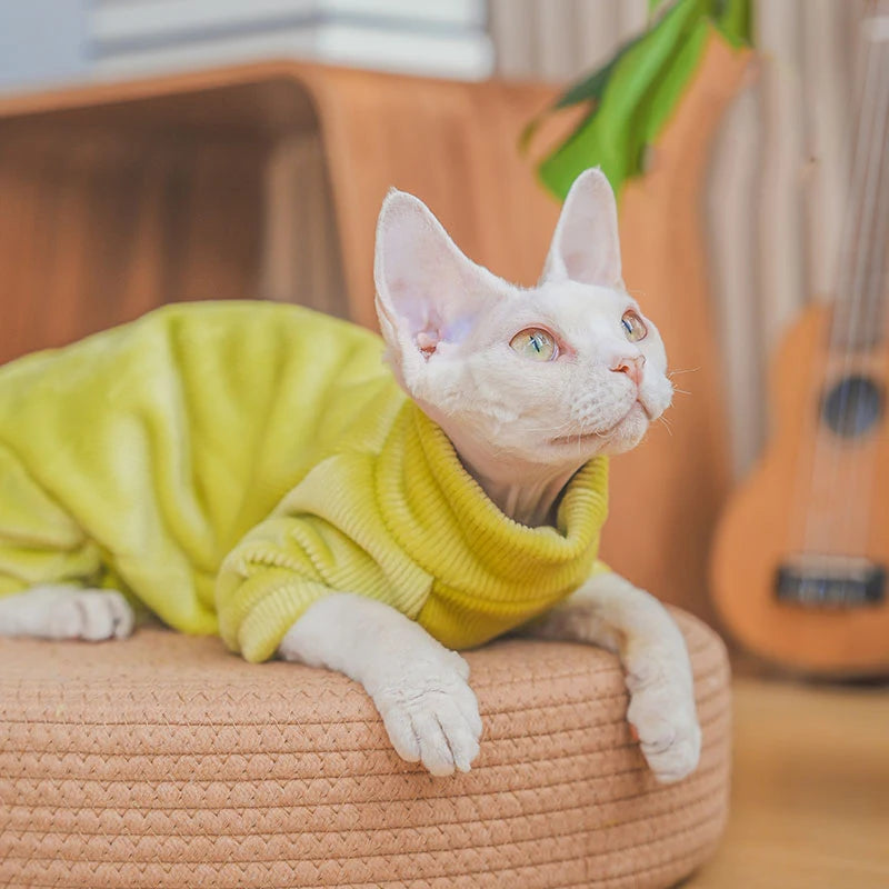 Sphinx Jumpsuit Autumn Winter Thicken Cat Sweater Hairless Cat  High Collar Sweater Kitten Winter Warm Vest Cat Clothes