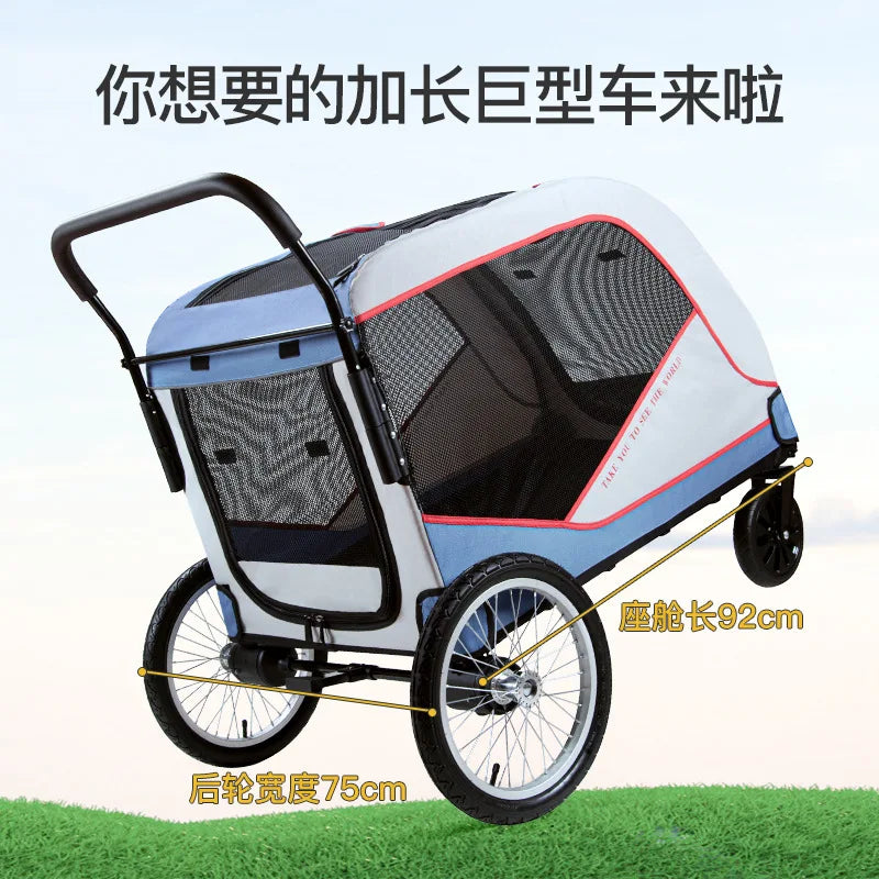 Pets Carrier For Dogs Transportation Wheelbarrow Storage Design Large Capacity Storage Basket Ventilated Windproof Dog Cart