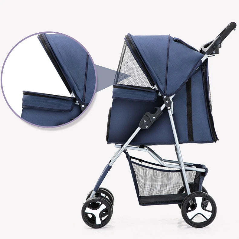 2024 Pet Dog Stroller Cats Baby Stroller Detachable One-shoulder Handbag Portable Breathable Dog Cat Trolley Pet Carrier Bag