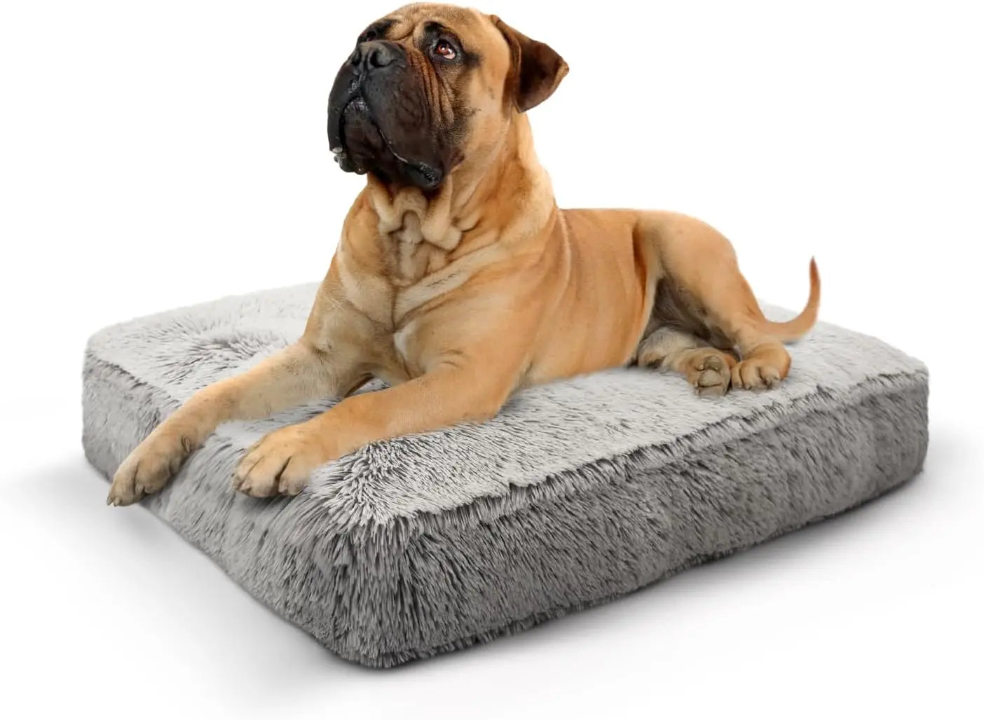 Rectangle Dog Bed - Extra Plush Faux Fur Dog Bean Bag Bed - Fluffy Dog Beds for Large Dogs