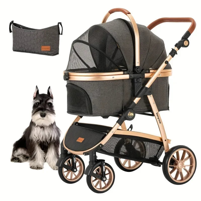 Pet Stroller 3 in 1 for Medium Small Size Dogs Luxury Large Cat Stroller Detachable Carrier for Puppy Kitty Doggie