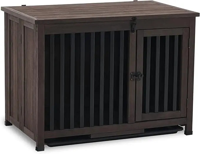 Wooden Dog Crate Furniture, Dog Kennel Pet House End Table, Solid Wood Portable Foldable Cage for Dogs No Assembly Needed Medium