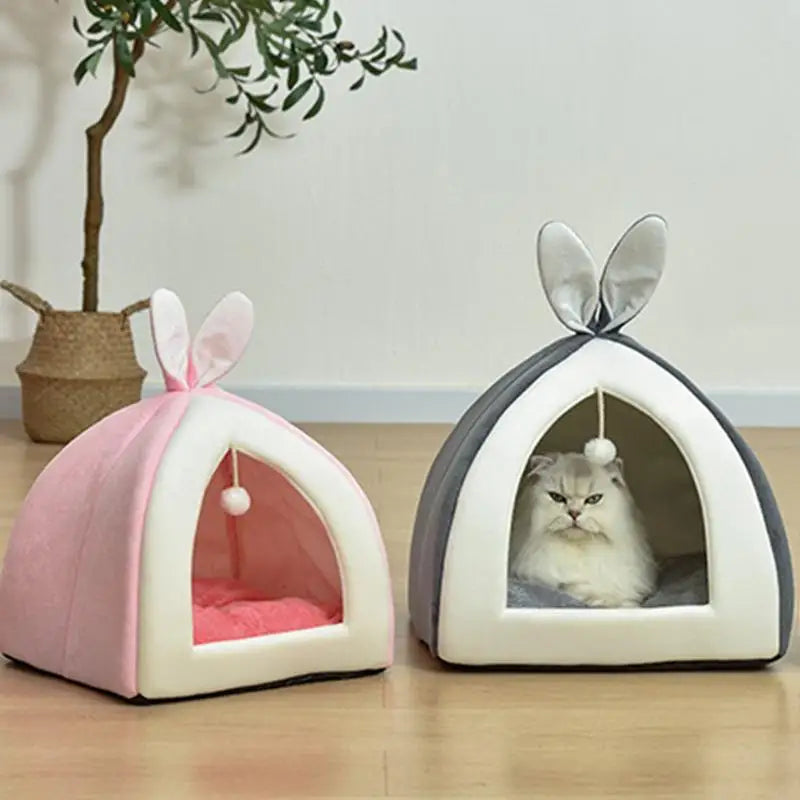 Rabbit Ear Plush Dog Cat Pet Bed House Nest Warm Super Soft Pet Basket Puppy Cushion Mat Cat Pets Supplies