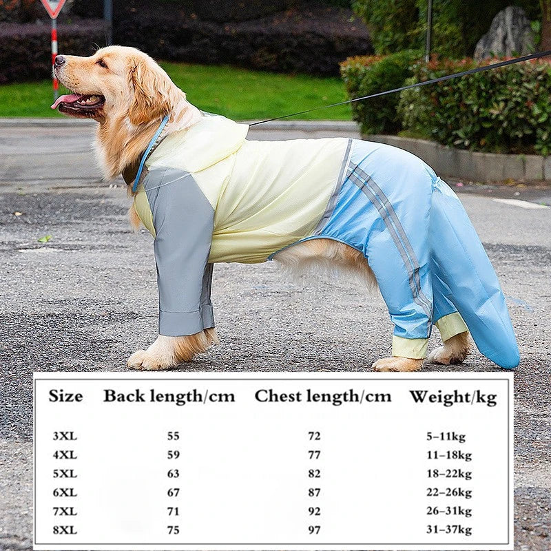 Pet Waterproof Rainwear ,Clothes Four Seasons Outdoor All-inclusive Reflective Dog Raincoat Schnauzer Golden Retriever Costumes