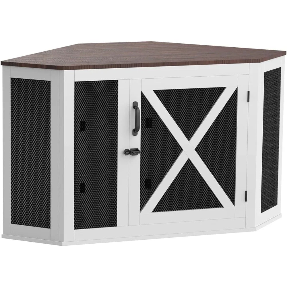 Woodens Kennels, Wooden Dog Kennel End Table with Mesh, Cage/House for Small Medium Large Dog,Indoor Wooden Kennels