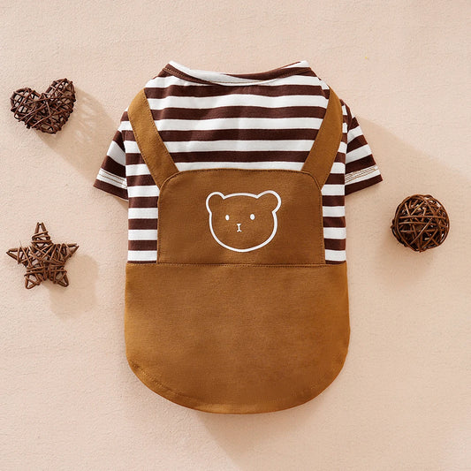 Small Dog Overalls Summer Bear Pomeranian Teddy Super Cute Clothes Spring And Autumn Fight Cat Cute Clothing Novelty Striped Pet