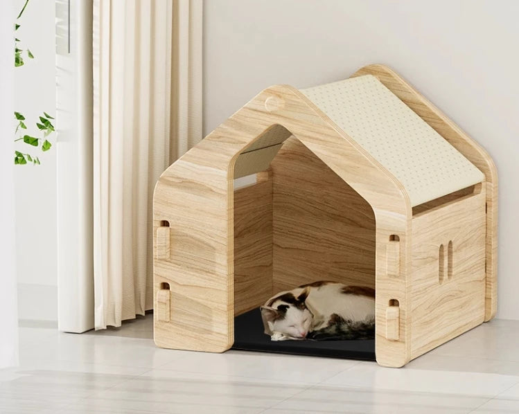 Solid Wood Pet House, Cat and Dog Kennel, Pet Furniture, Indoor Cat and Dog Bed, Portable and Easy To Install, Breathable