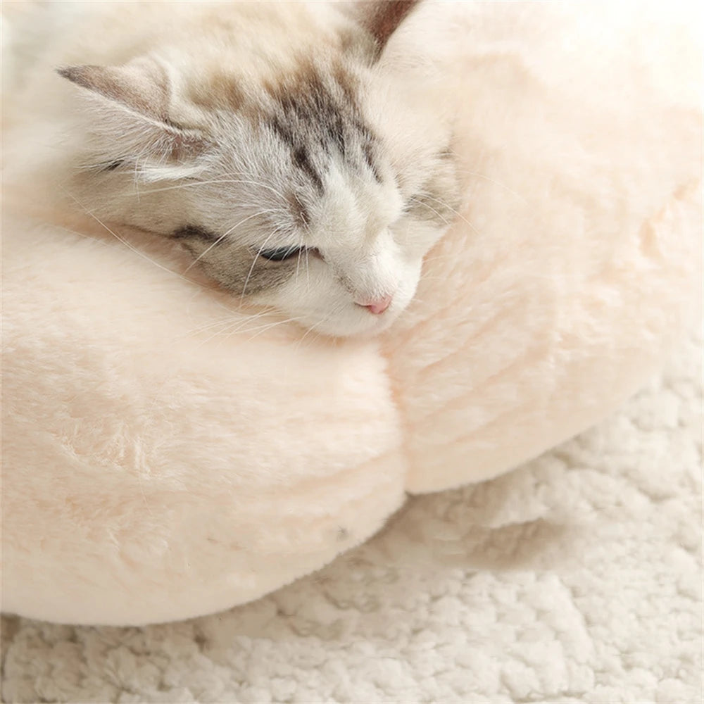 Round Long Plush Pet Beds Pets Sleeping Cave Cat Sleep Nest Sofa Pets Bed Warmth Lounger Cushion Cat House Indoor Cat Products