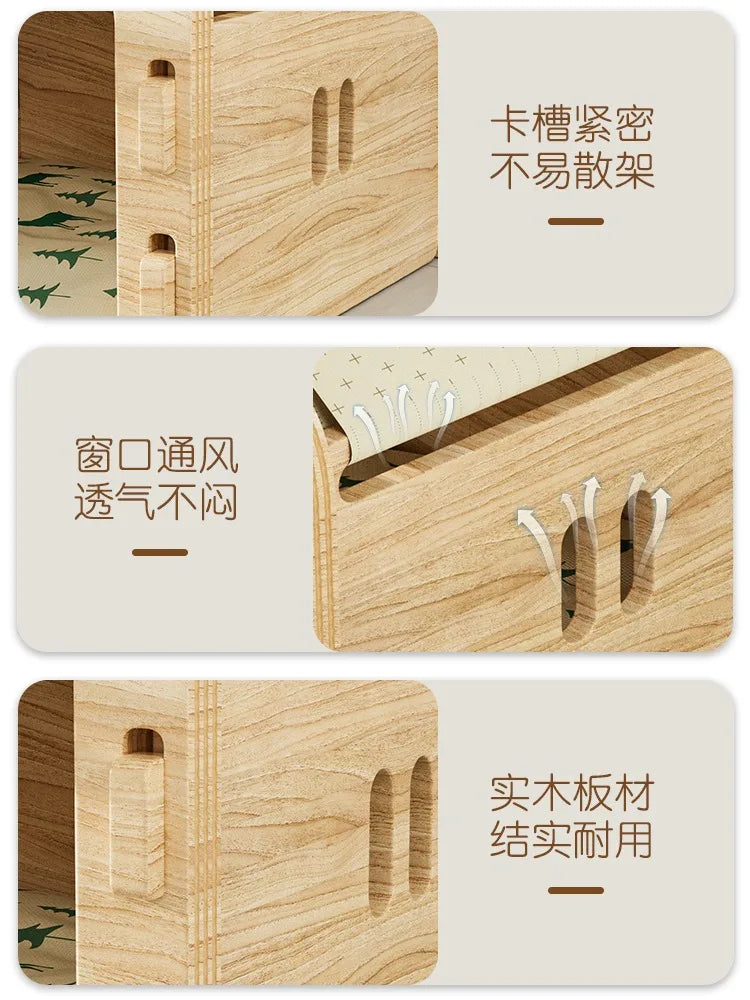 Solid Wood Pet House, Cat and Dog Kennel, Pet Furniture, Indoor Cat and Dog Bed, Portable and Easy To Install, Breathable