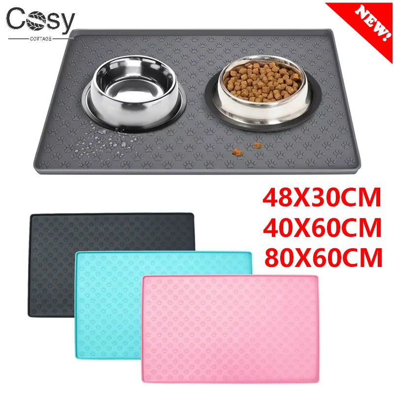 Silicone Waterproof Pet Bowl Pad for Dog and Cat, Pet Placemat Dog Food Bowl Mat Cat Feed Mats, Drinking Feeding Placemat