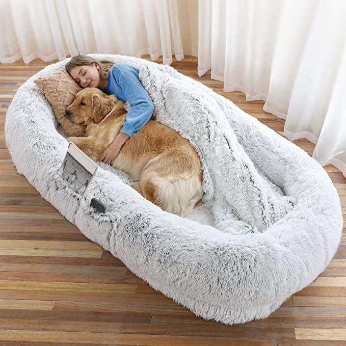 Luxury Human Dog Bed - uxurious and plush non-slip bed is designed to accommodate humans and their canine companions alike