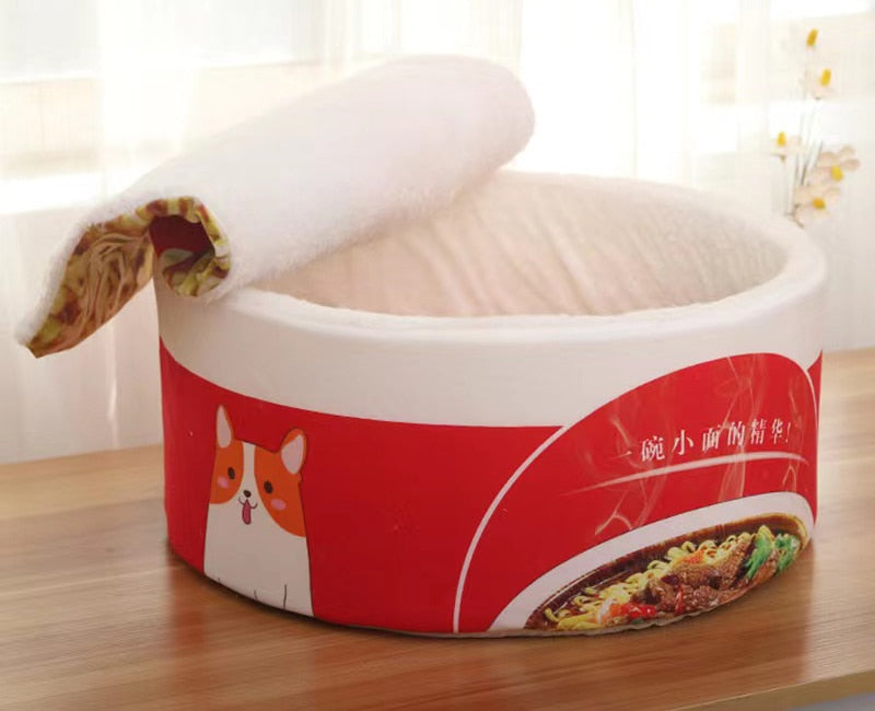 🐾 Airopaws™ Pet Dog Cat House Kennel: Super Large Instant Noodle Warm Dog Cat Nest Bed - Udon Cup Noodle Pet Bed Cozy Nest with Trademark 🐾