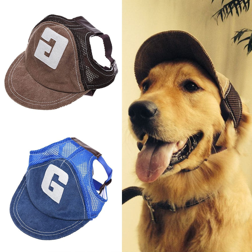 Protective Dog Hat with Ear Holes | Sunscreen Baseball Cap for Outdoor Sports | Adjustable Pet Hat for Small, Medium, and Large Dogs