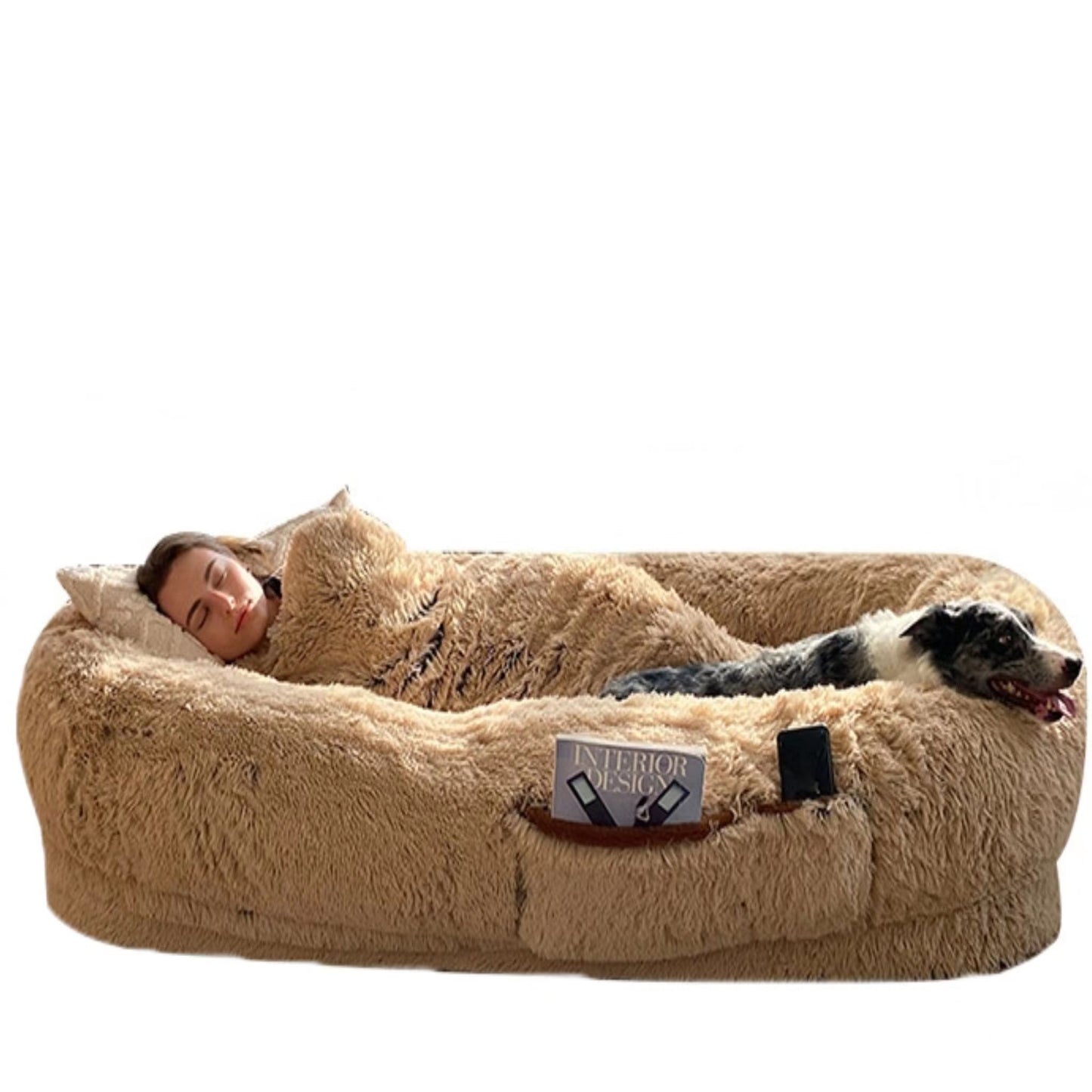 Luxury Human Dog Bed - uxurious and plush non-slip bed is designed to accommodate humans and their canine companions alike